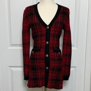 Fashion Nova Red Plaid Sweater Dress (S)